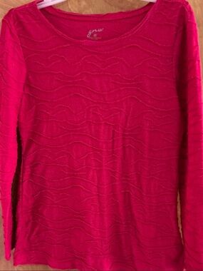 GNW Women's Scoop Neck Long Sleeve Sweater in Hot Pink